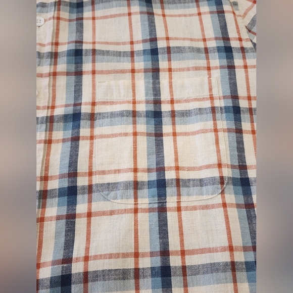 J. Crew Men's Blue Red Plaid Short Sleeve Shirt Button Front, sz LG - Picture 7 of 16